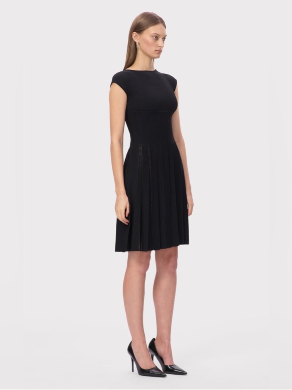 Herve Leger Annabel Fit & Flare Knit Dress In Black Sz Xl **Flaws**